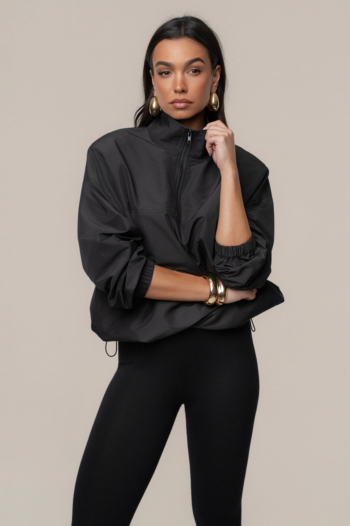 Black Oversized Funnel Jacket