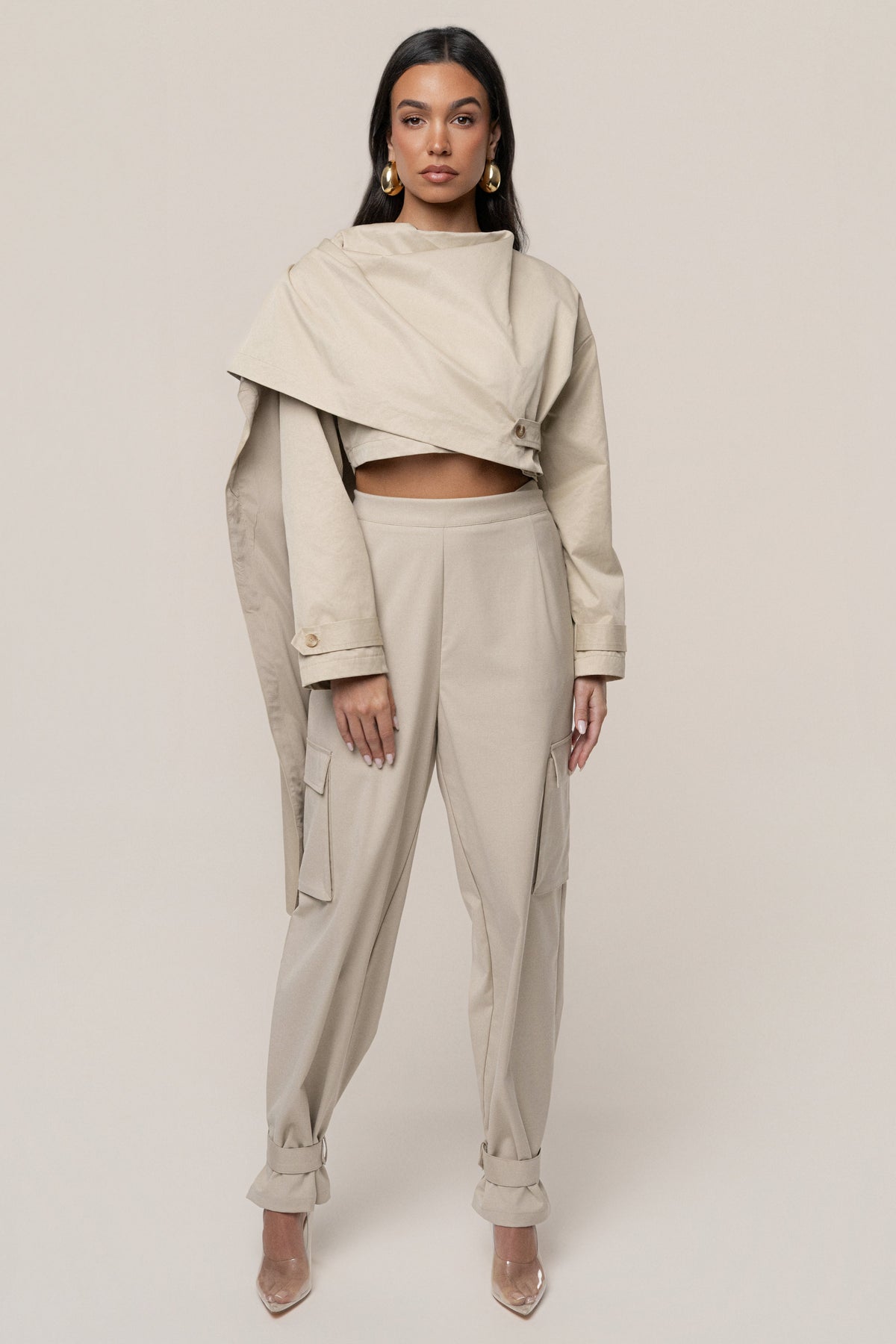 Khaki Autumn Flow Cargo Pants