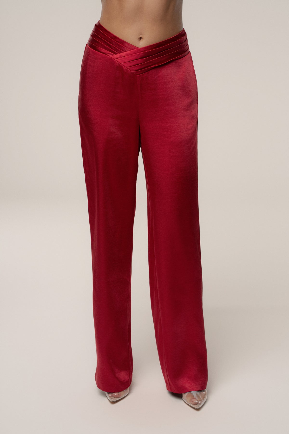 Red True Affection Satin Trouser