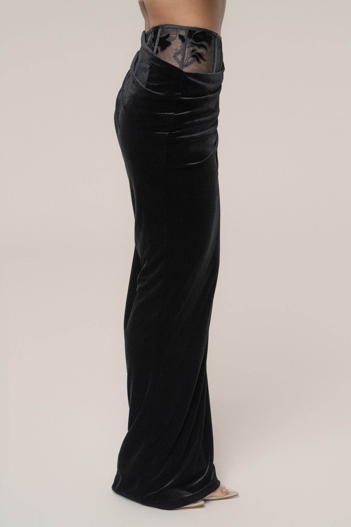 Black Velvet And Lace Maxi Skirt