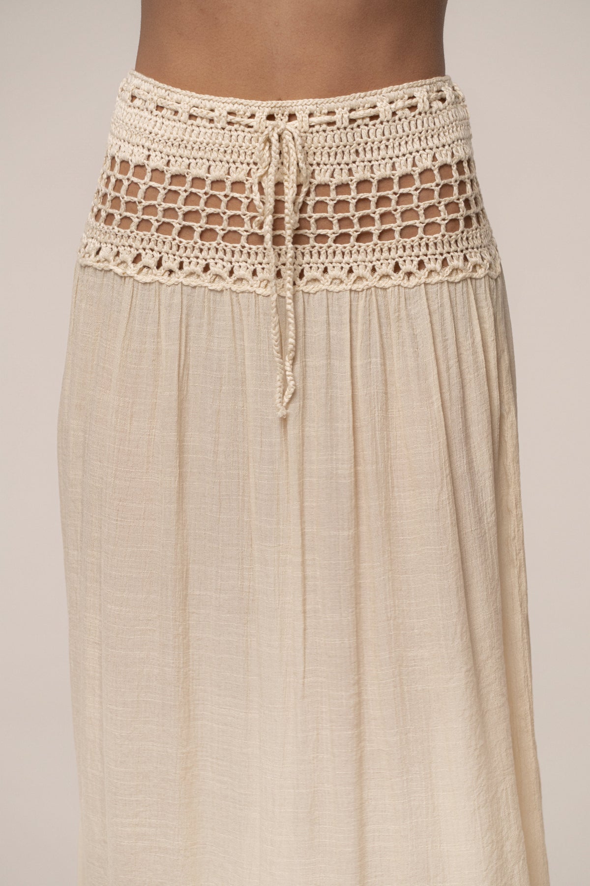Beige Resort Crochet Maxi Skirt