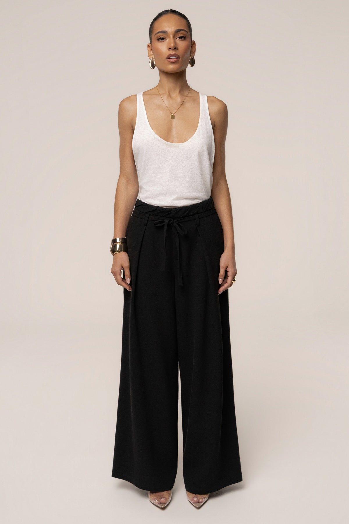 Black Refined Ease Wide Leg Pants