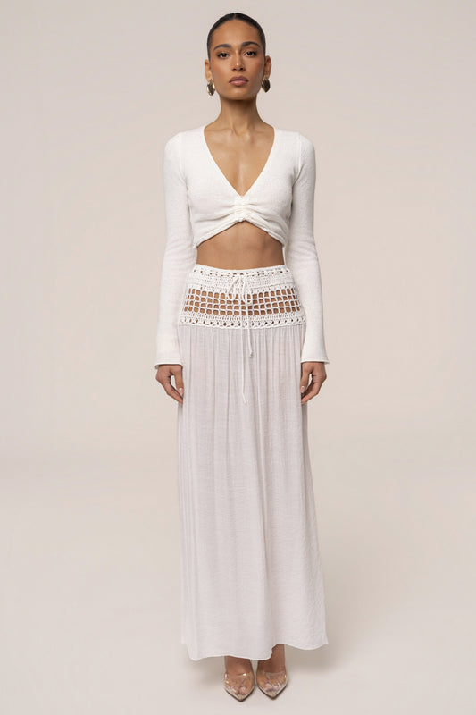 Ivory Resort Crochet Maxi Skirt