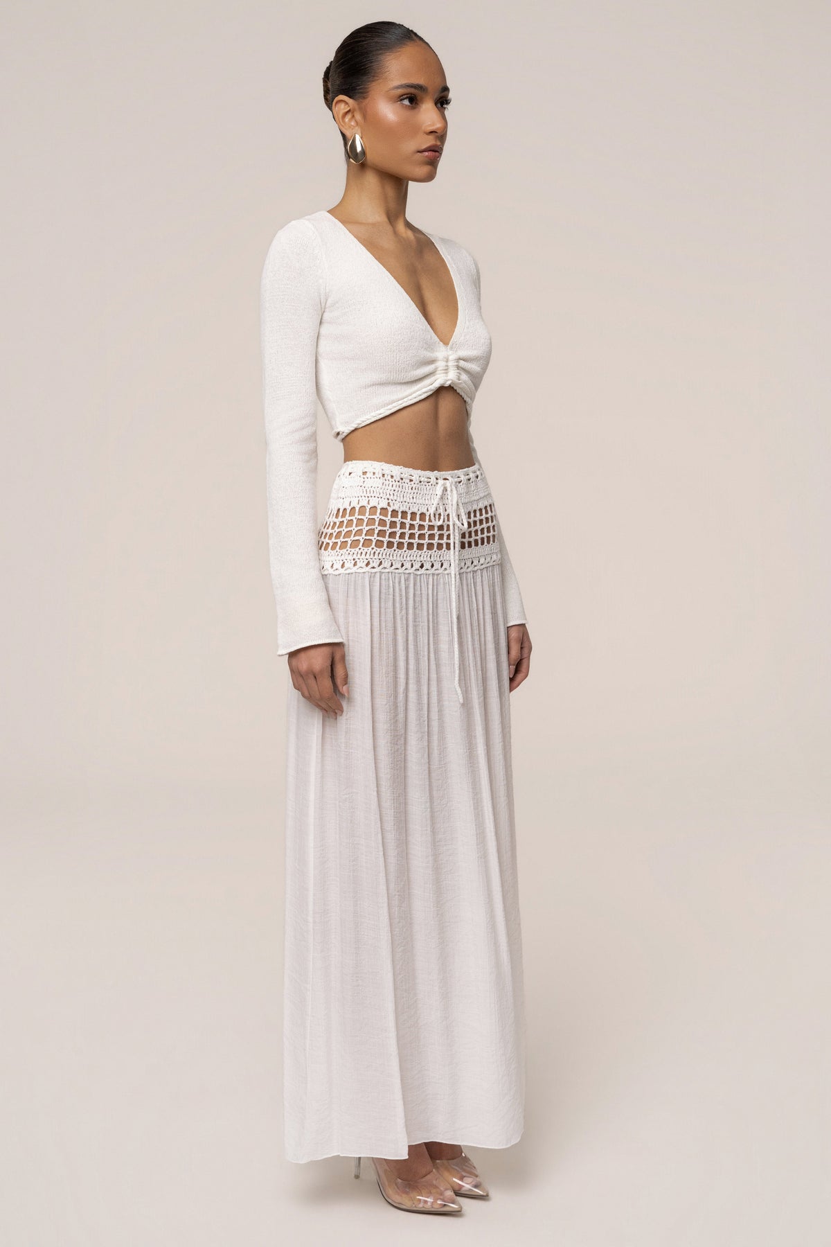 Ivory Resort Crochet Maxi Skirt