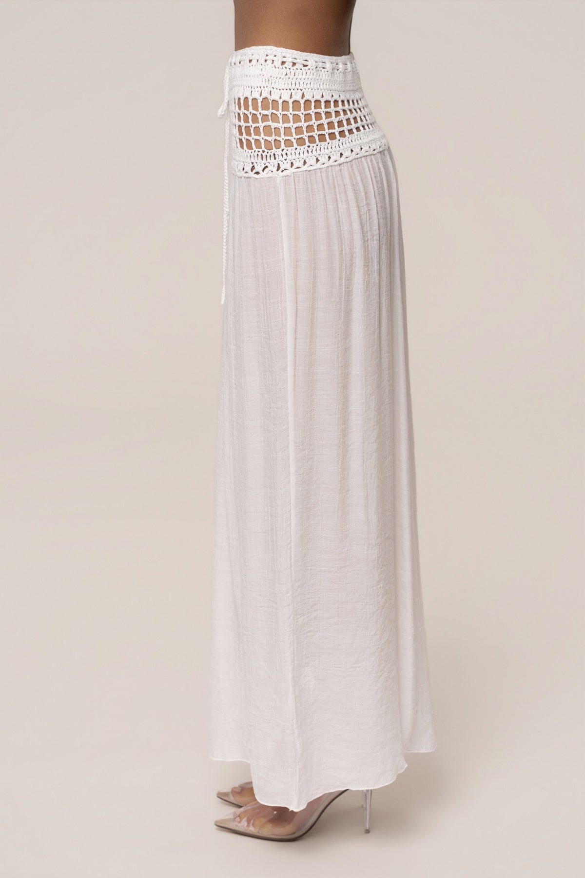 Ivory Resort Crochet Maxi Skirt
