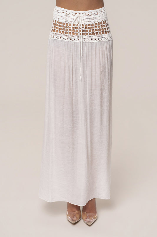 Ivory Resort Crochet Maxi Skirt