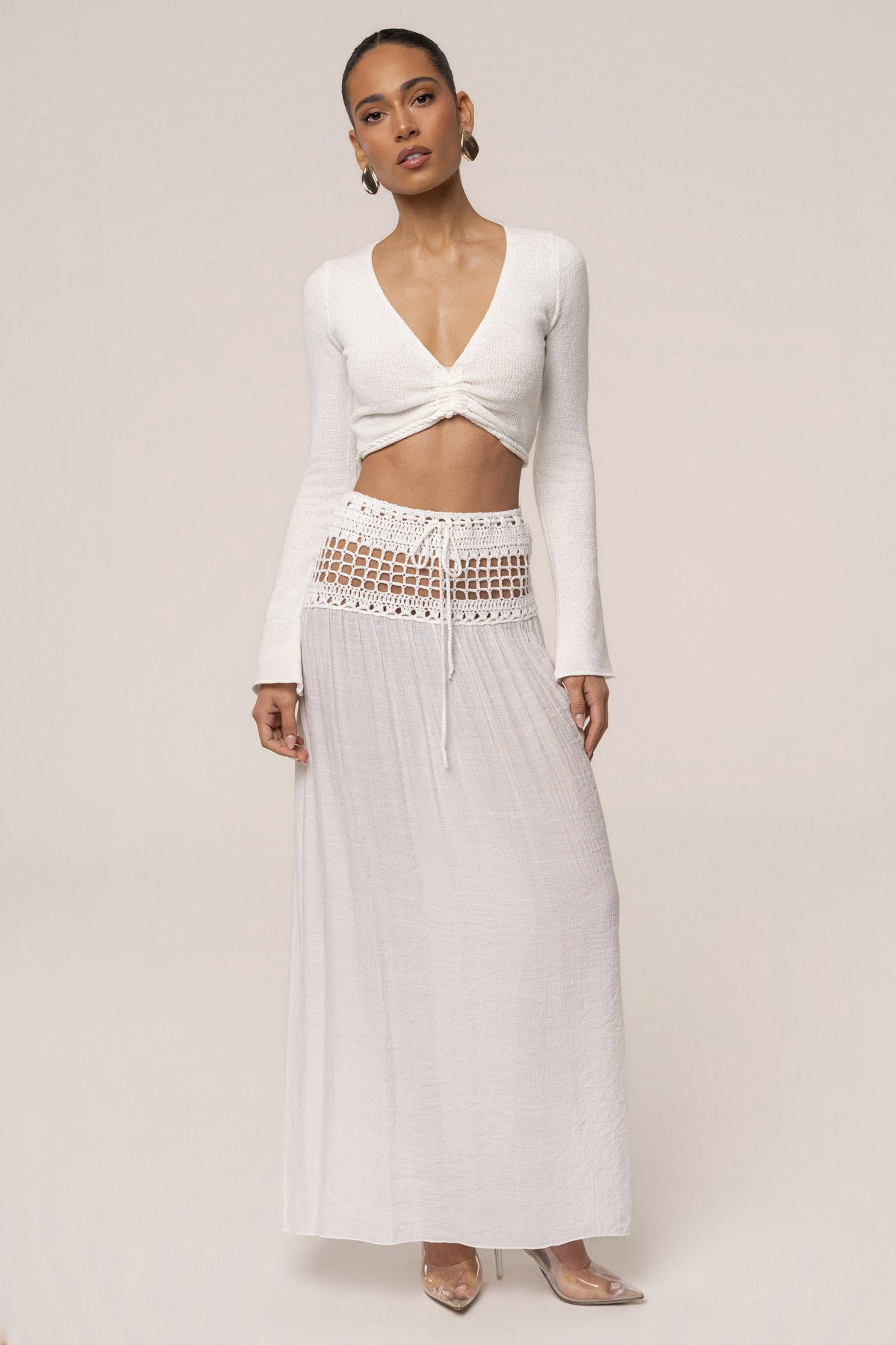 Ivory Resort Crochet Maxi Skirt