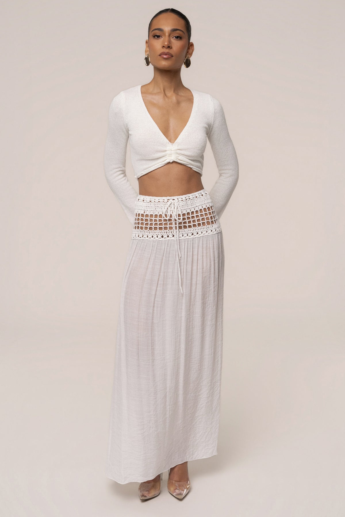 Ivory Resort Crochet Maxi Skirt