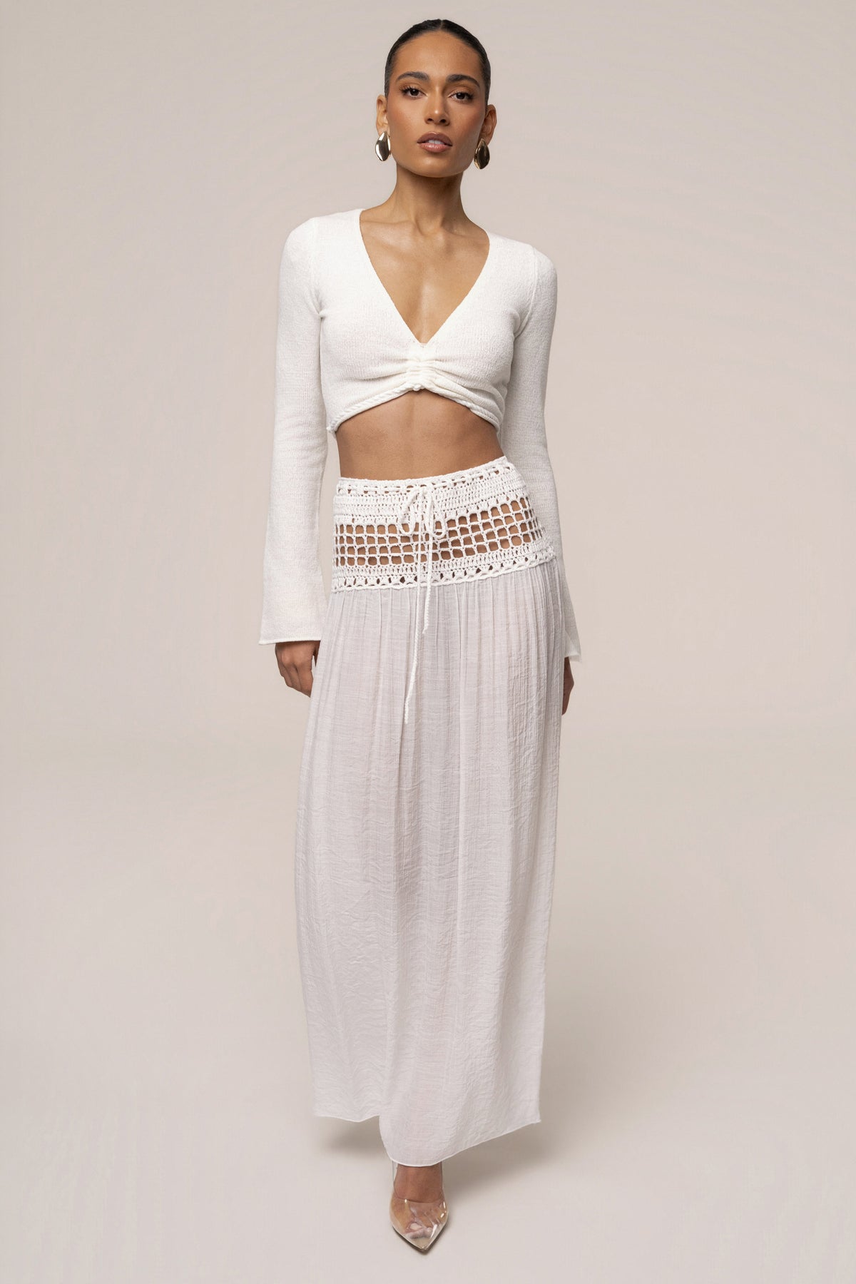 Ivory Resort Crochet Maxi Skirt