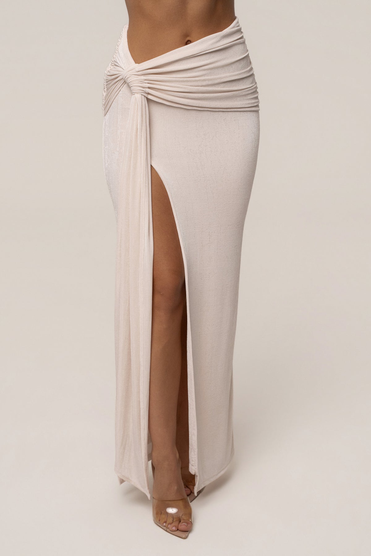Ivory Muse Draped Maxi Skirt