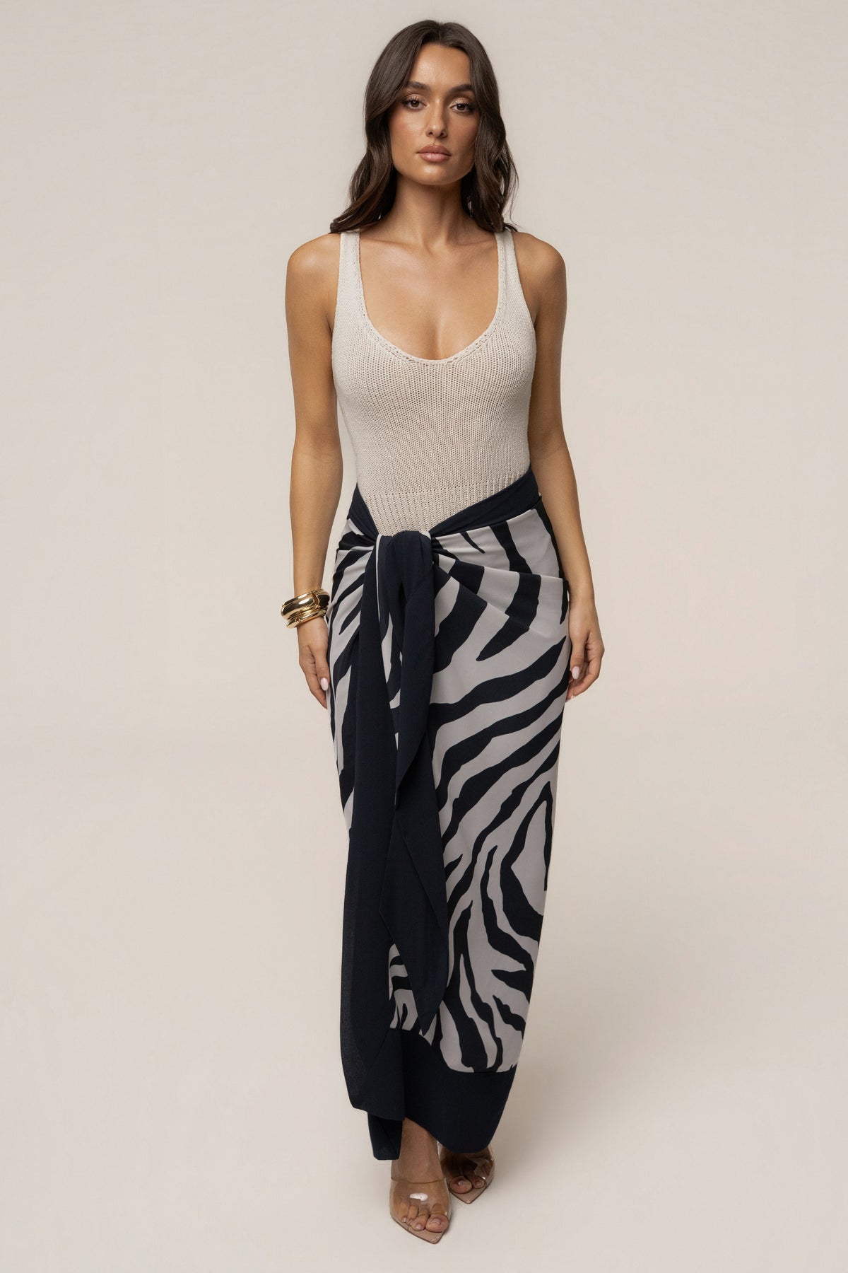 Navy Zebra Wild Current Sarong