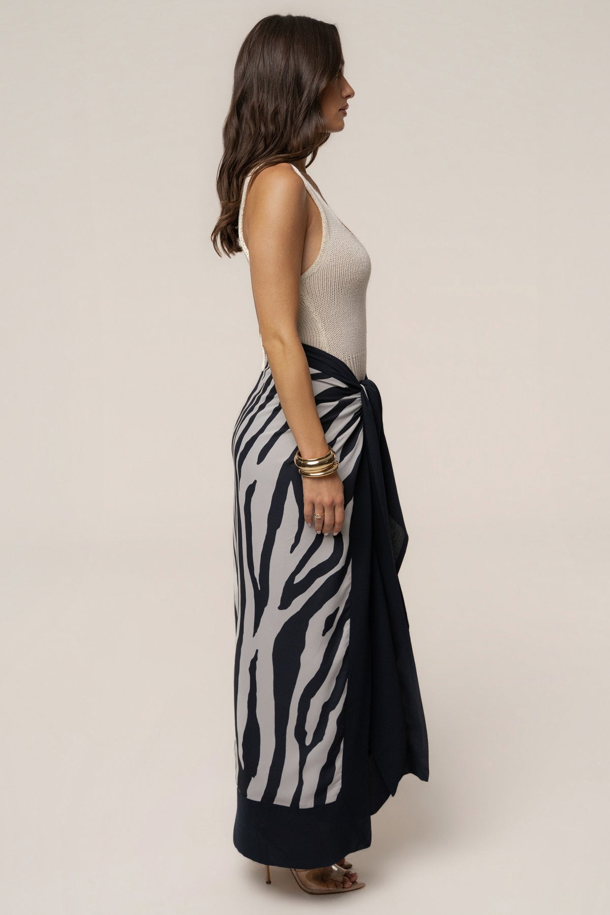 Navy Zebra Wild Current Sarong