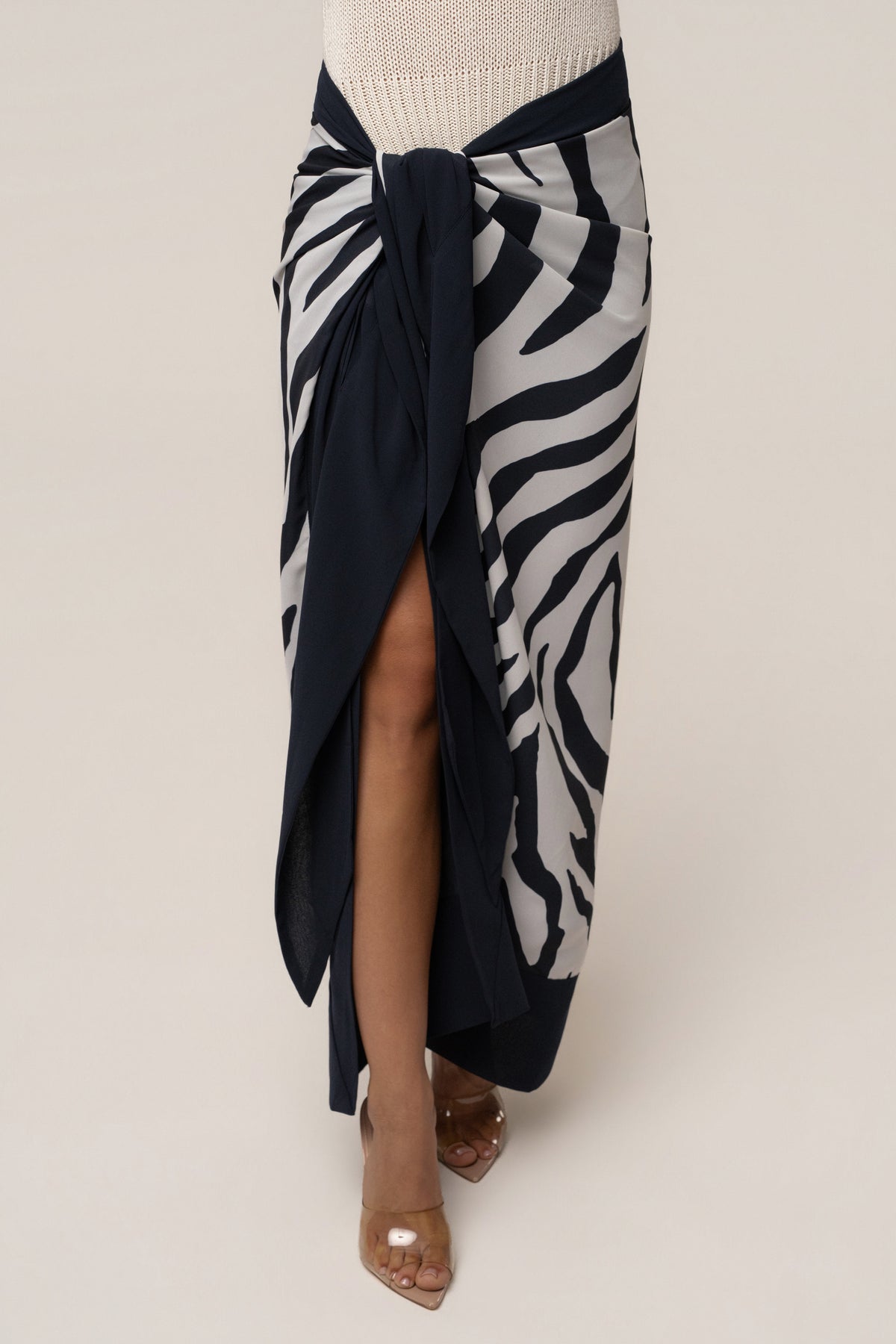 Navy Zebra Wild Current Sarong