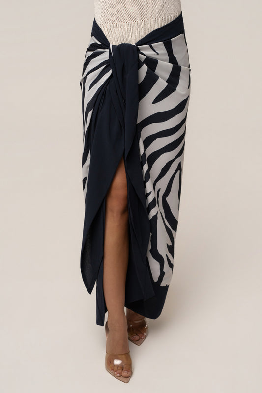 Navy Zebra Wild Current Sarong