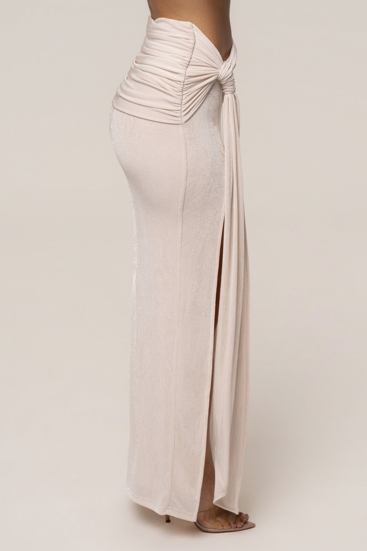 Ivory Muse Draped Maxi Skirt