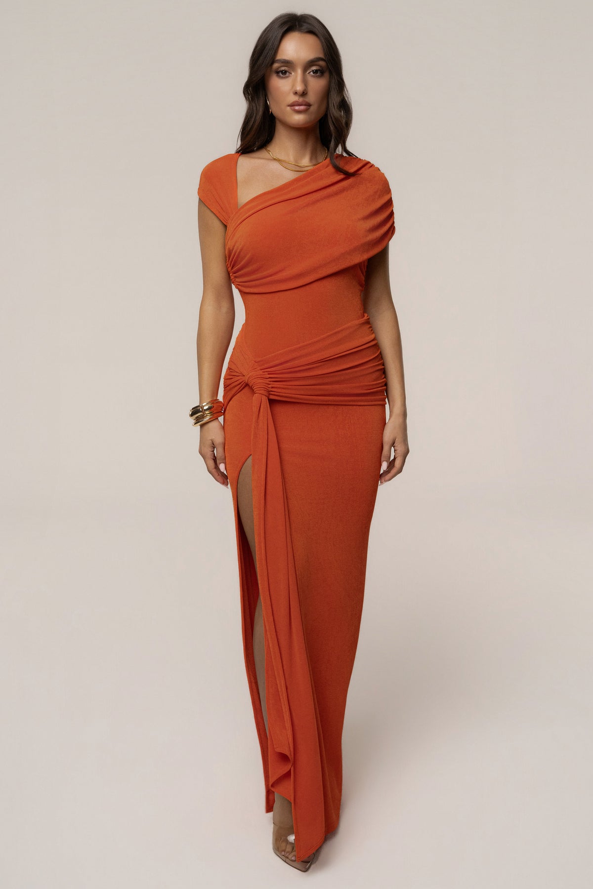 Orange Muse Draped Maxi Skirt