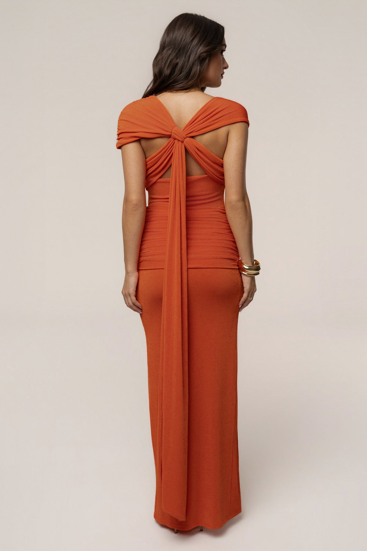 Orange Muse Draped Maxi Skirt