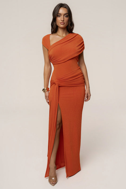 Orange Muse Draped Maxi Skirt