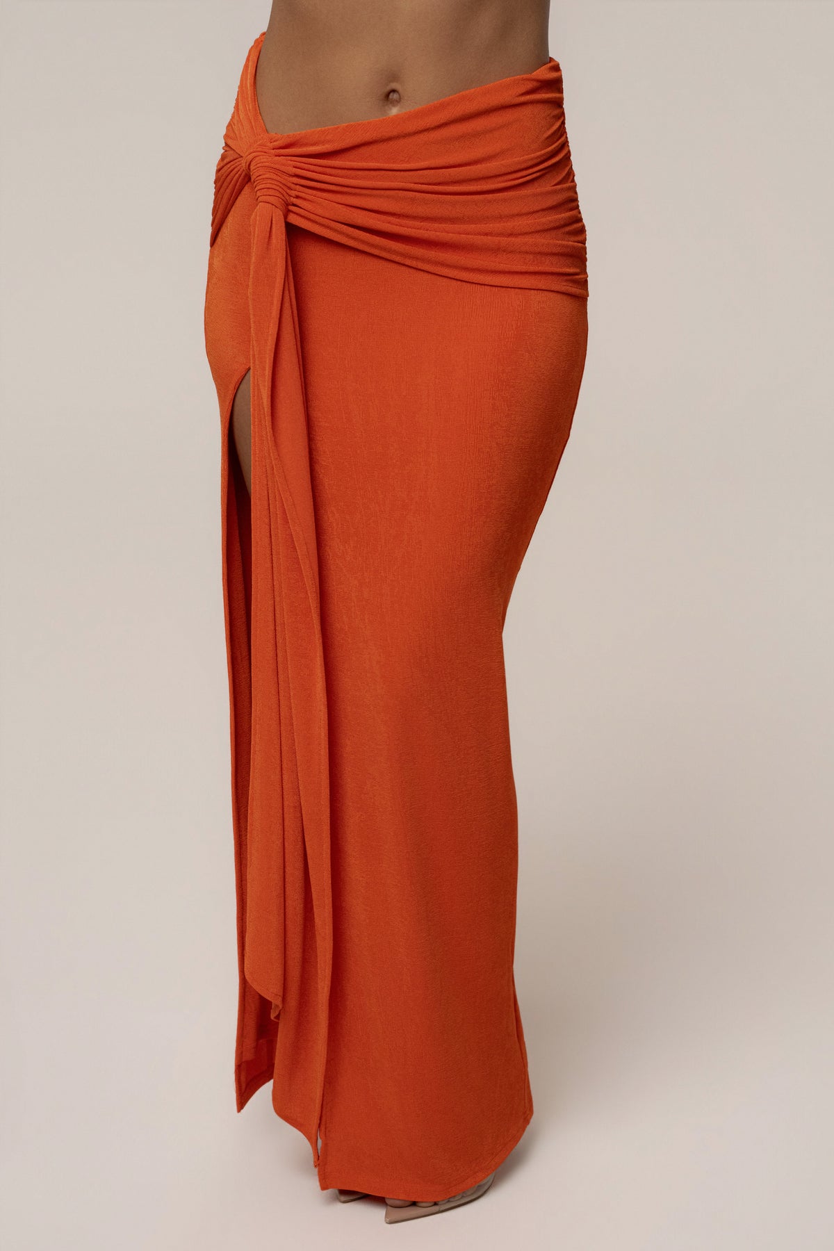 Orange Muse Draped Maxi Skirt