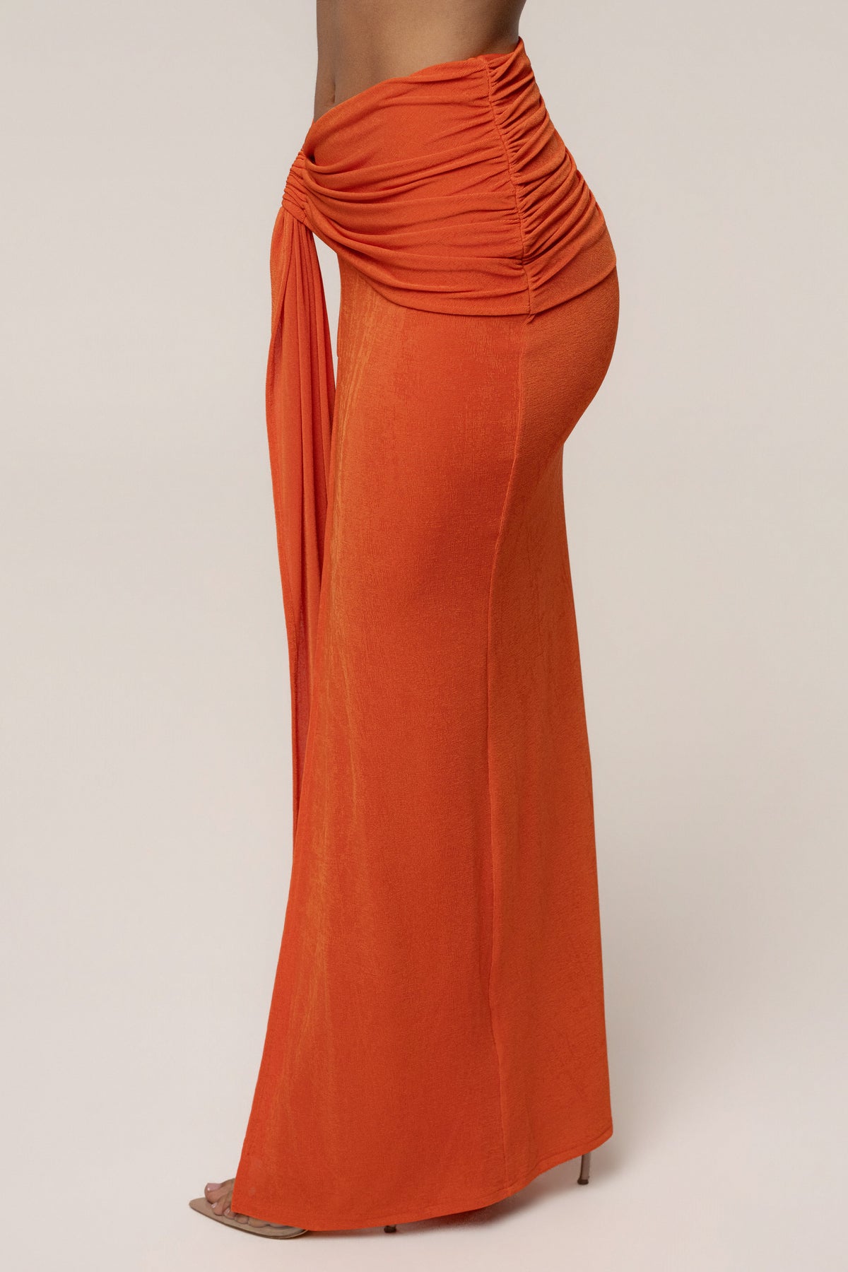 Orange Muse Draped Maxi Skirt