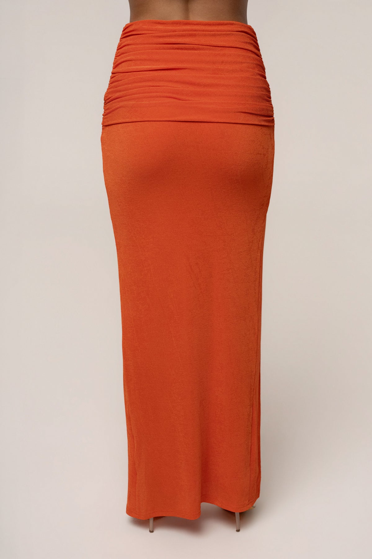 Orange Muse Draped Maxi Skirt
