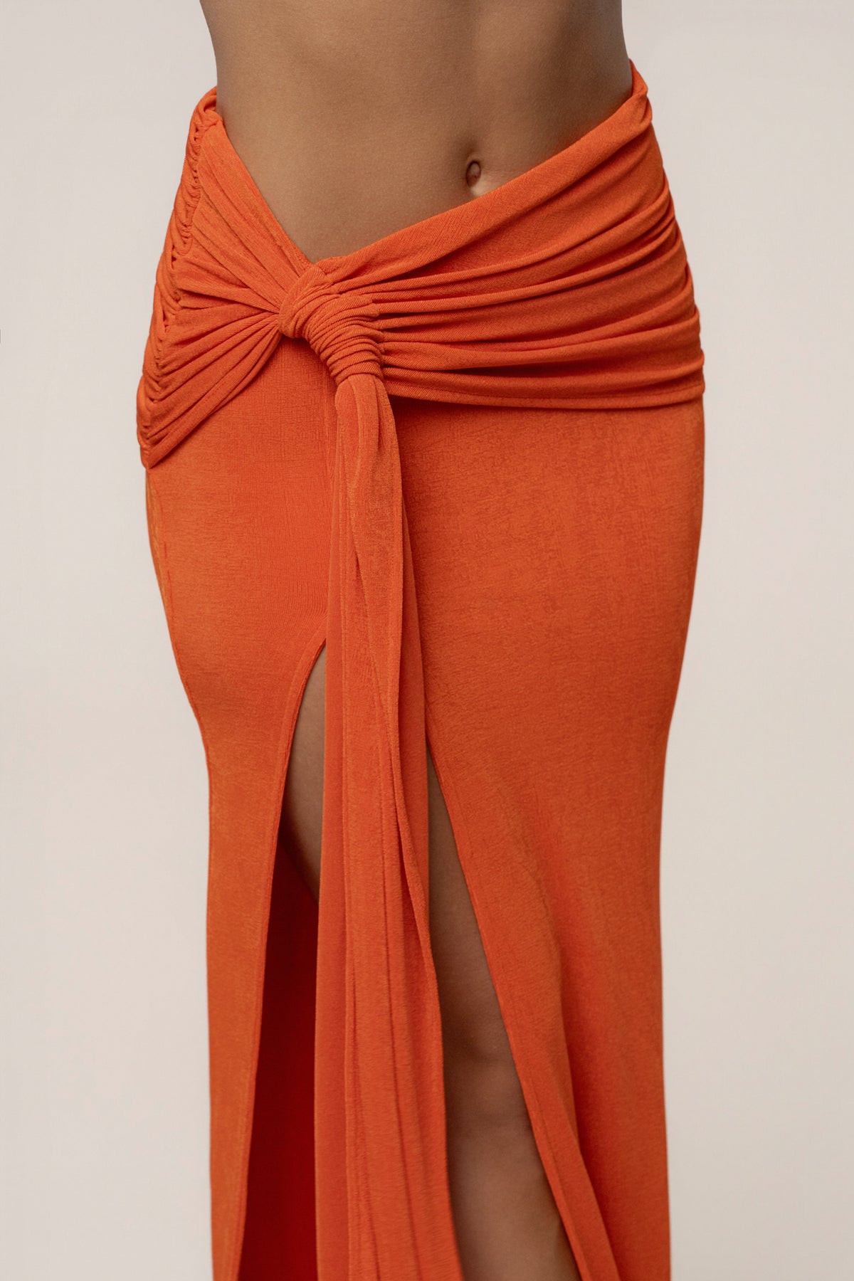 Orange Muse Draped Maxi Skirt