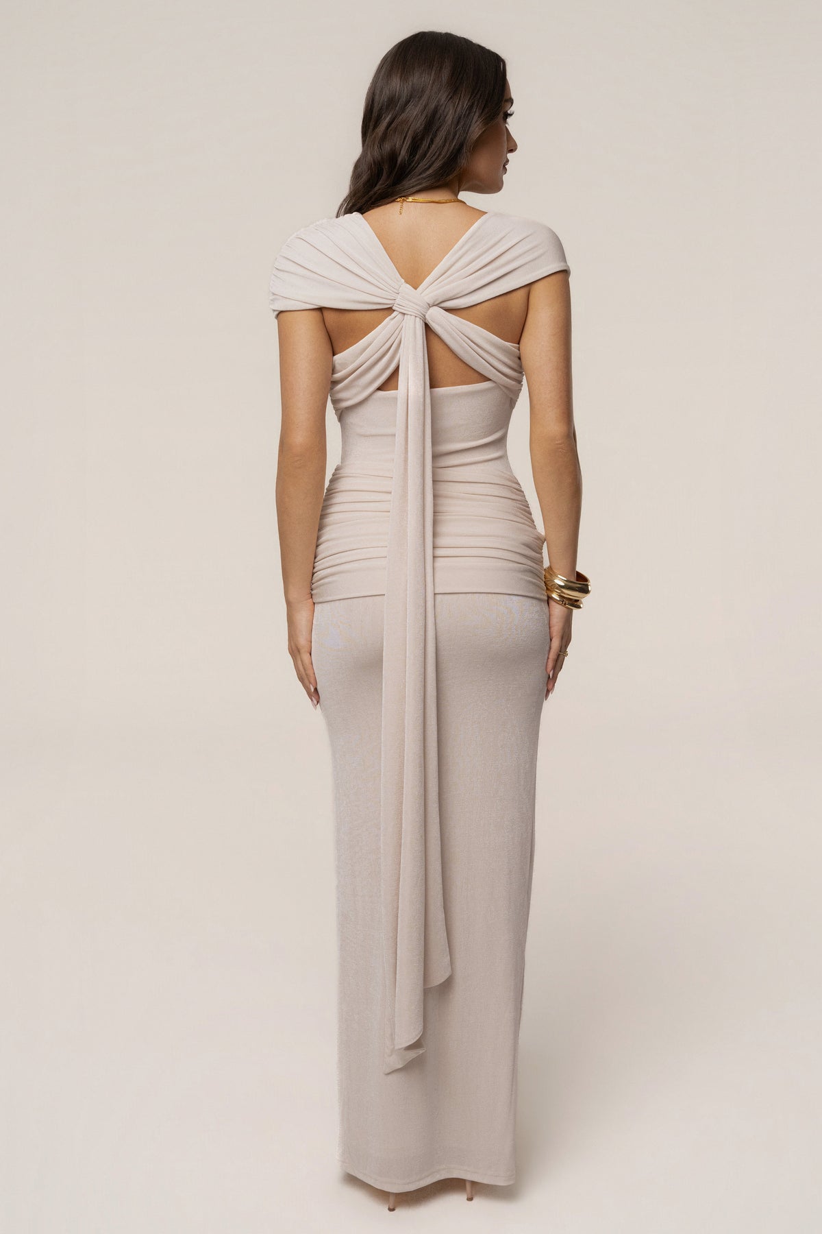 Ivory Muse Draped Maxi Skirt