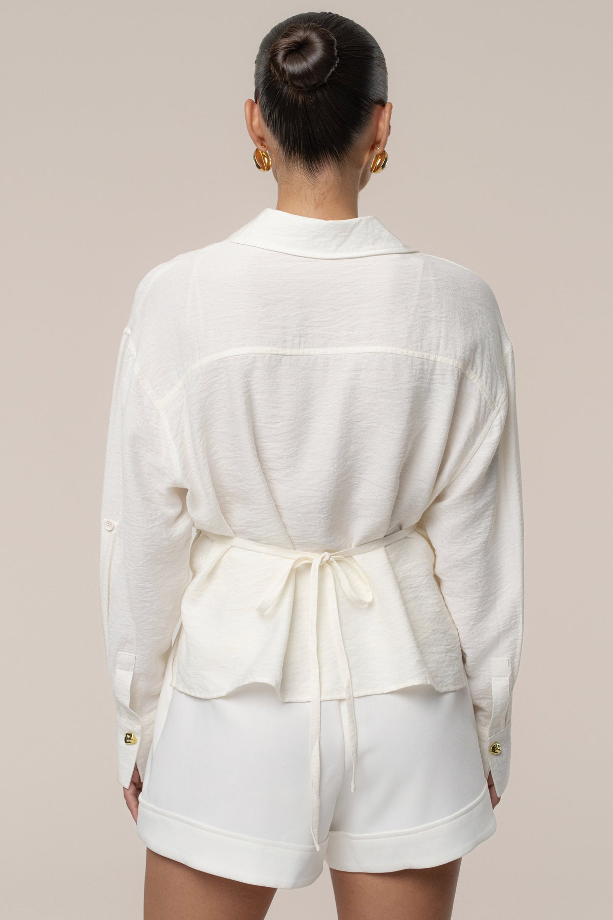 Ivory Drift Collared Cargo Top