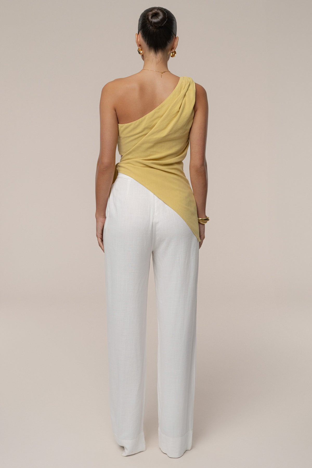 Yellow Palmera One Shoulder Top