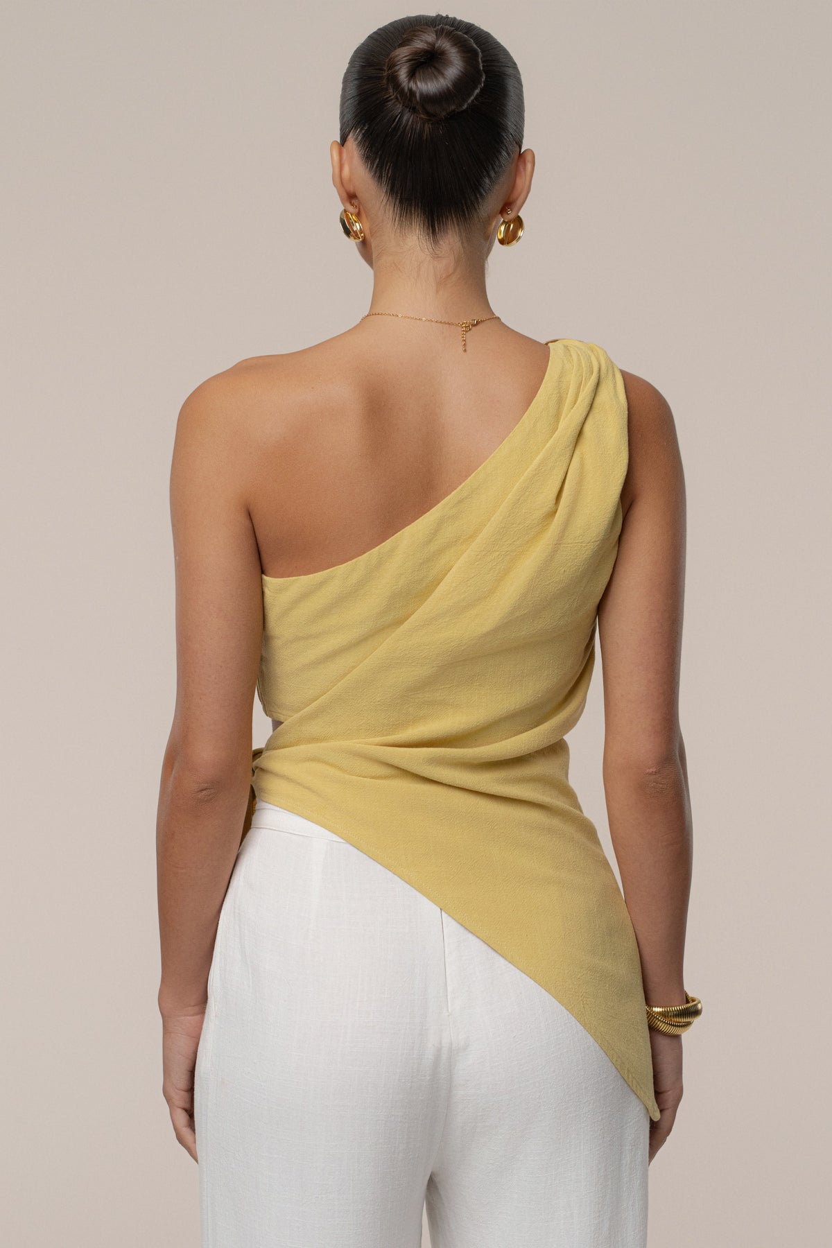 Yellow Palmera One Shoulder Top