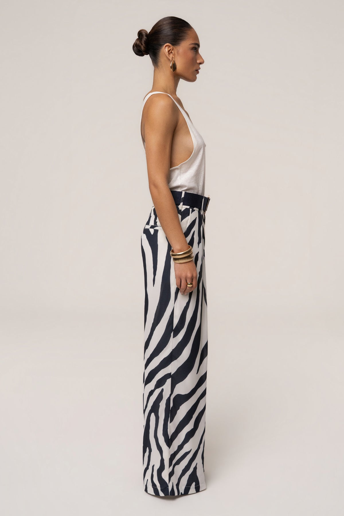 Navy Zebra Soft Pleated Trouser