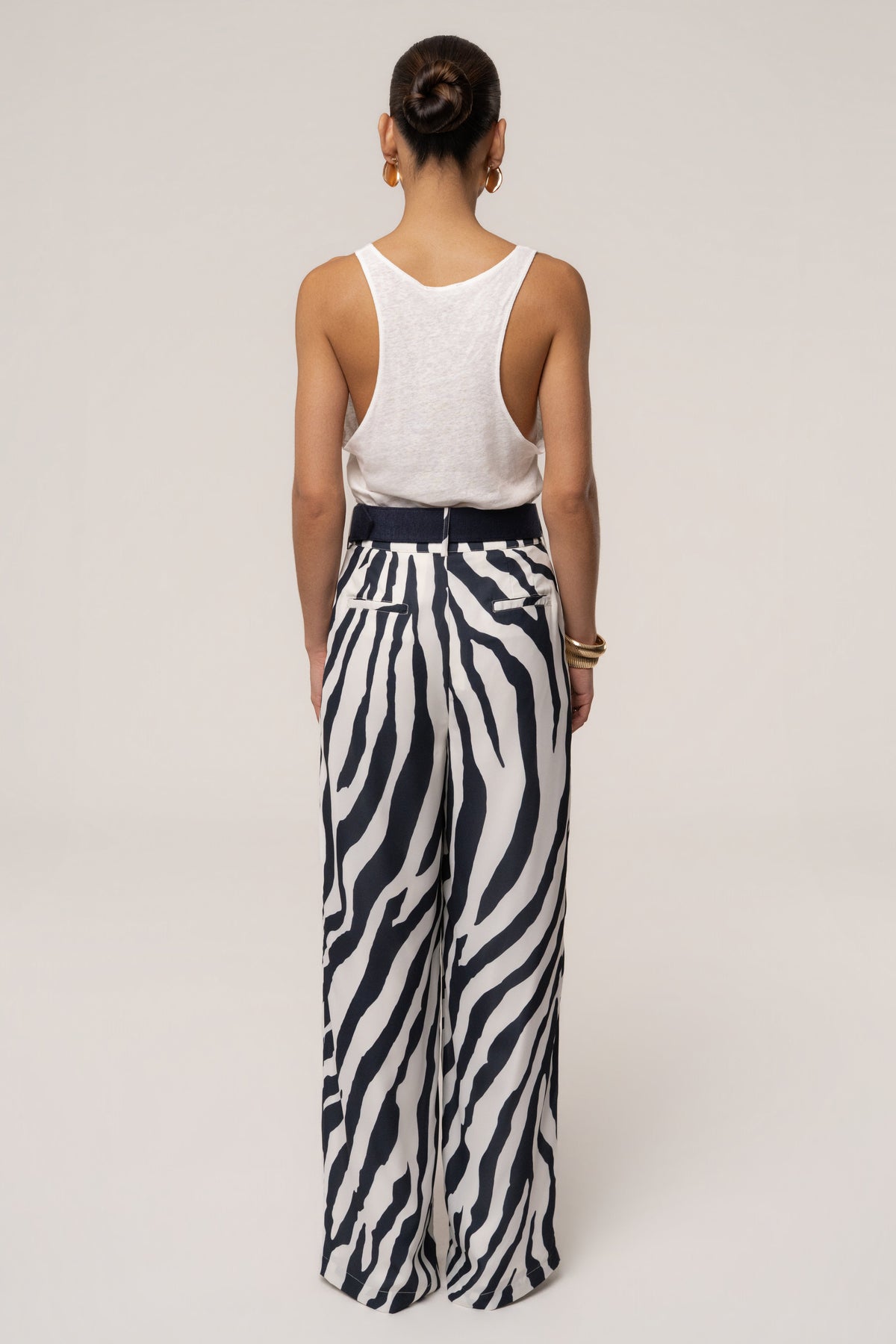 Navy Zebra Soft Pleated Trouser