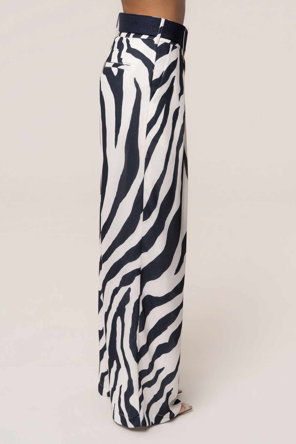 Navy Zebra Soft Pleated Trouser