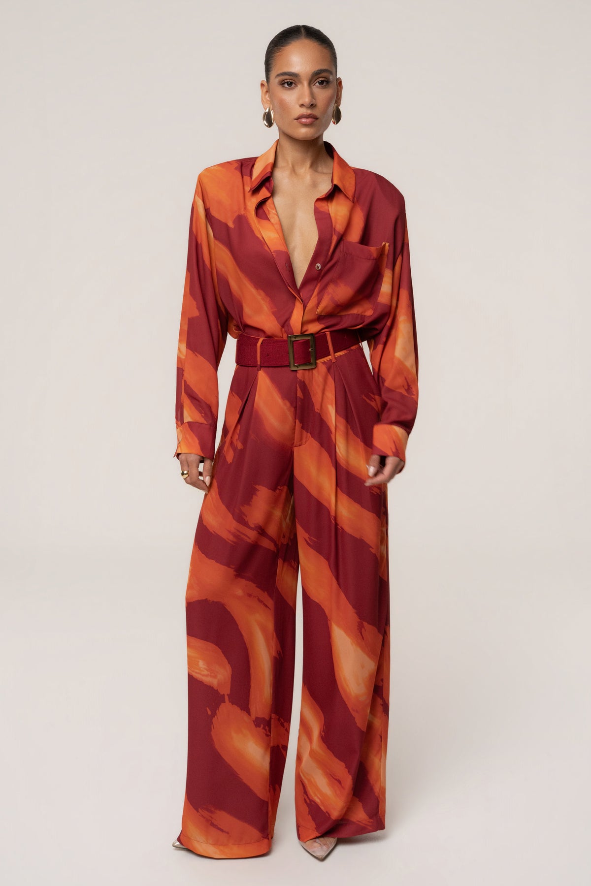 Crimson Dusk Soft Pleated Trouser