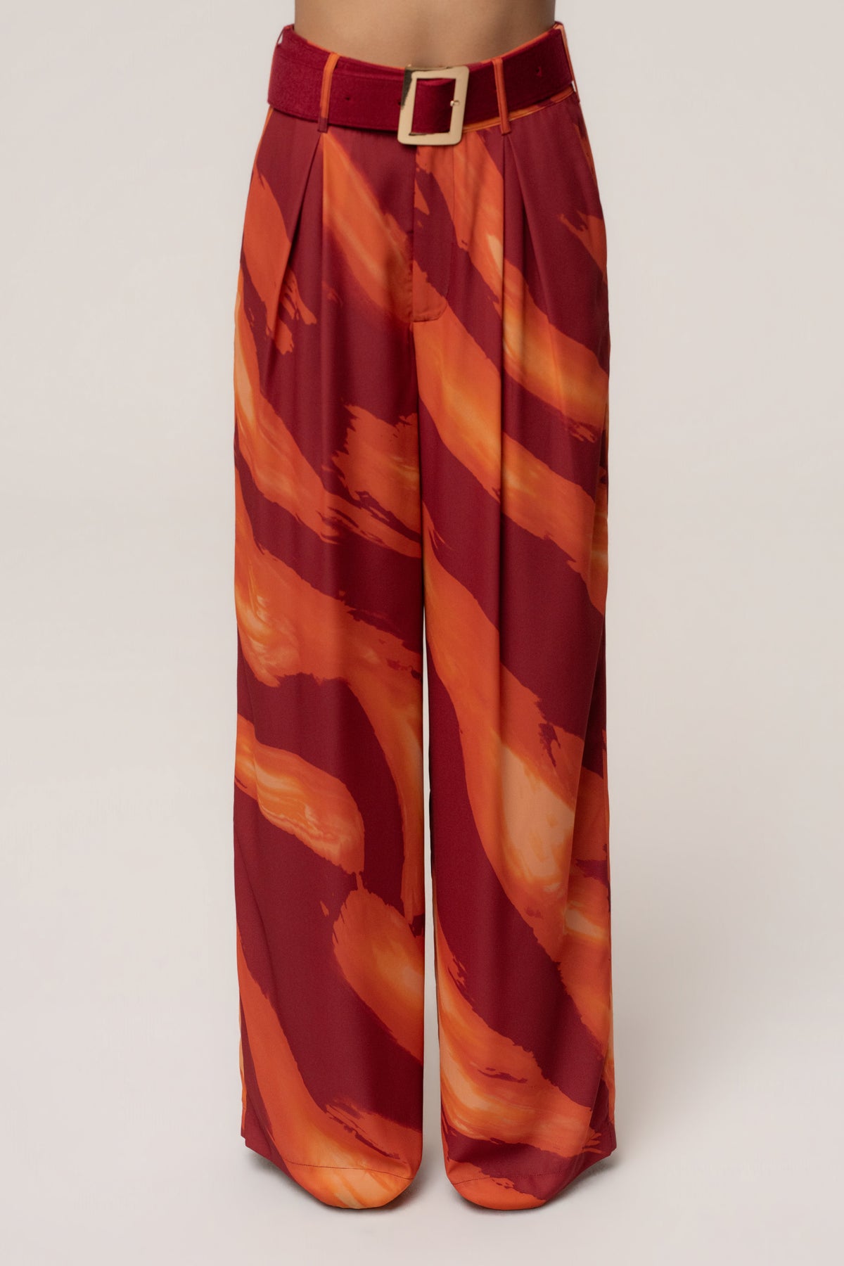Crimson Dusk Soft Pleated Trouser