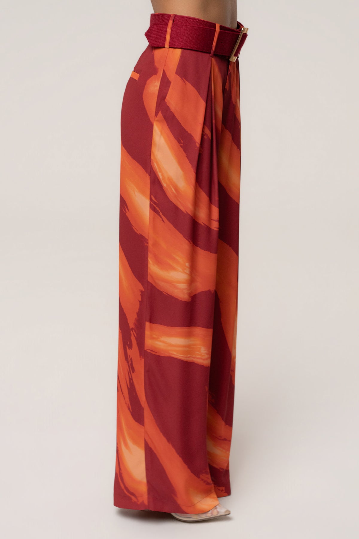 Crimson Dusk Soft Pleated Trouser