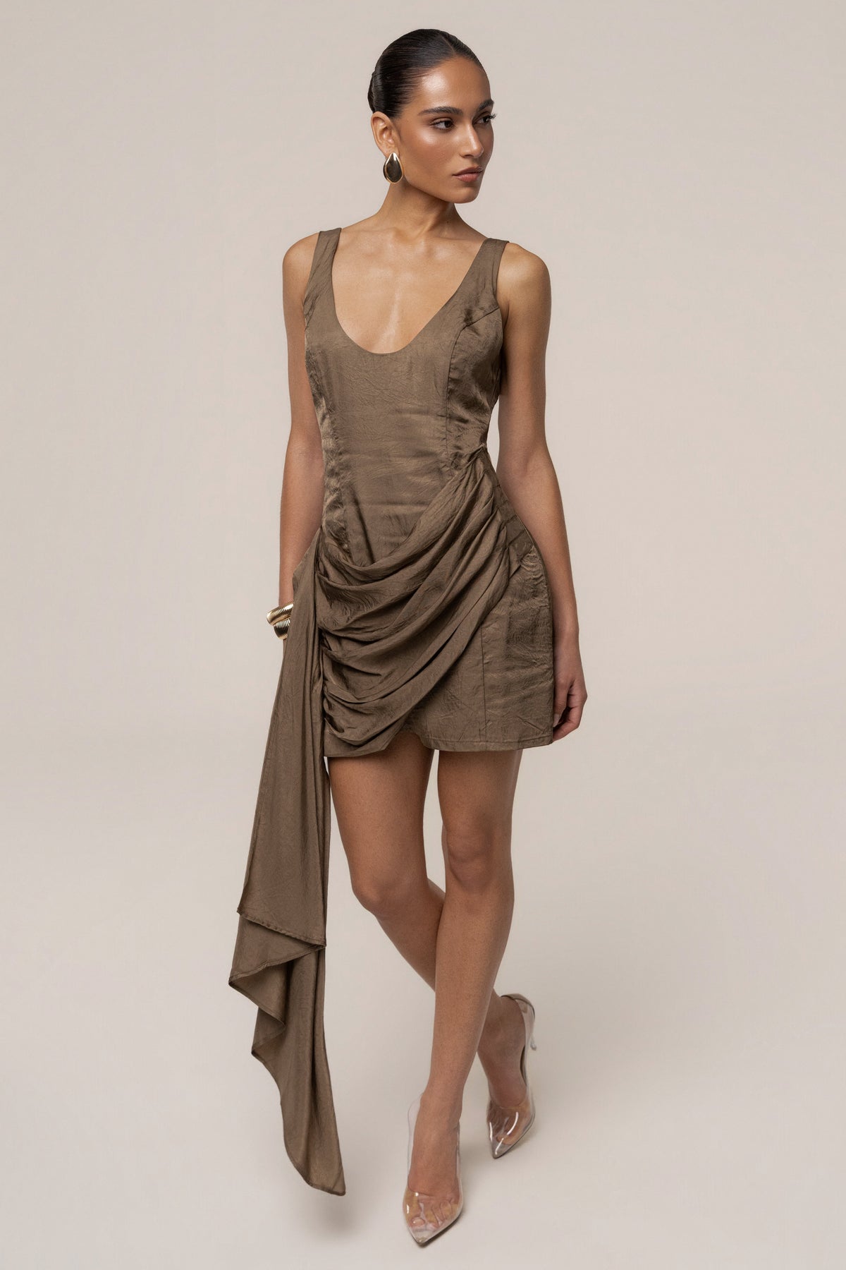 Brown Golden Passage Mini Dress