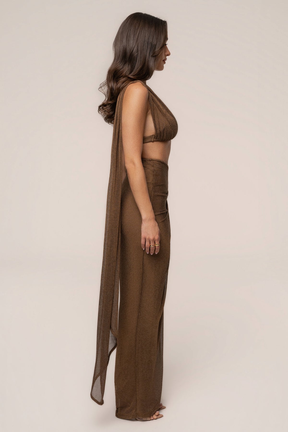 Bronze Noelia Metallic Slit Skirt