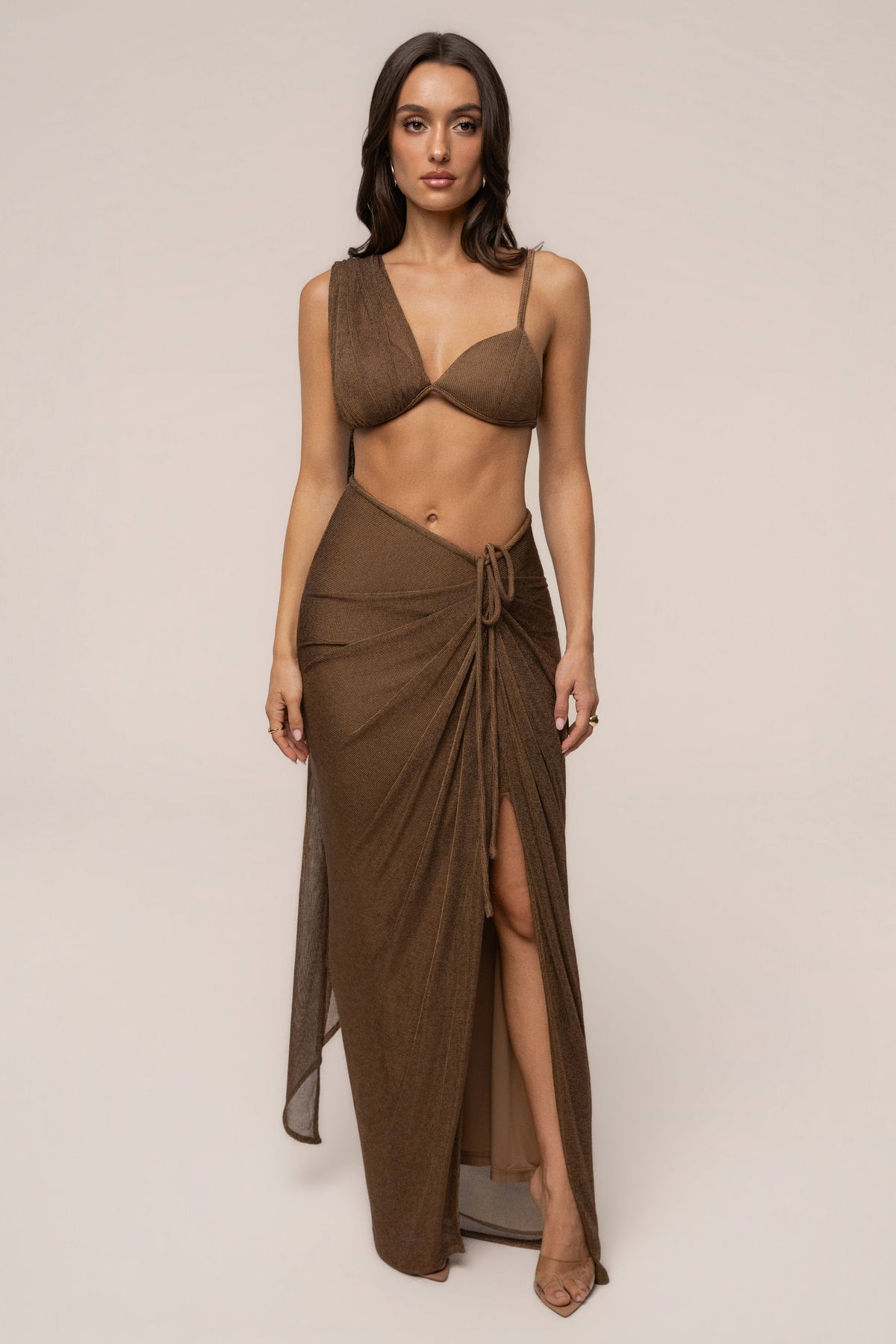 Bronze Noelia Metallic Slit Skirt