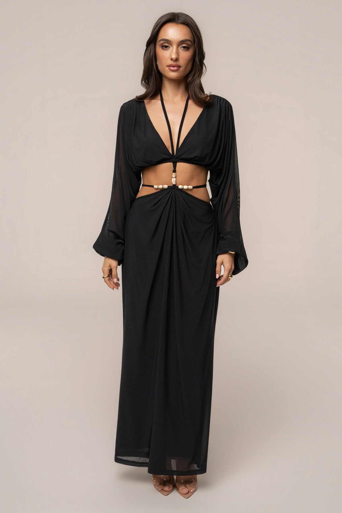 Black Hera Draped Maxi Skirt