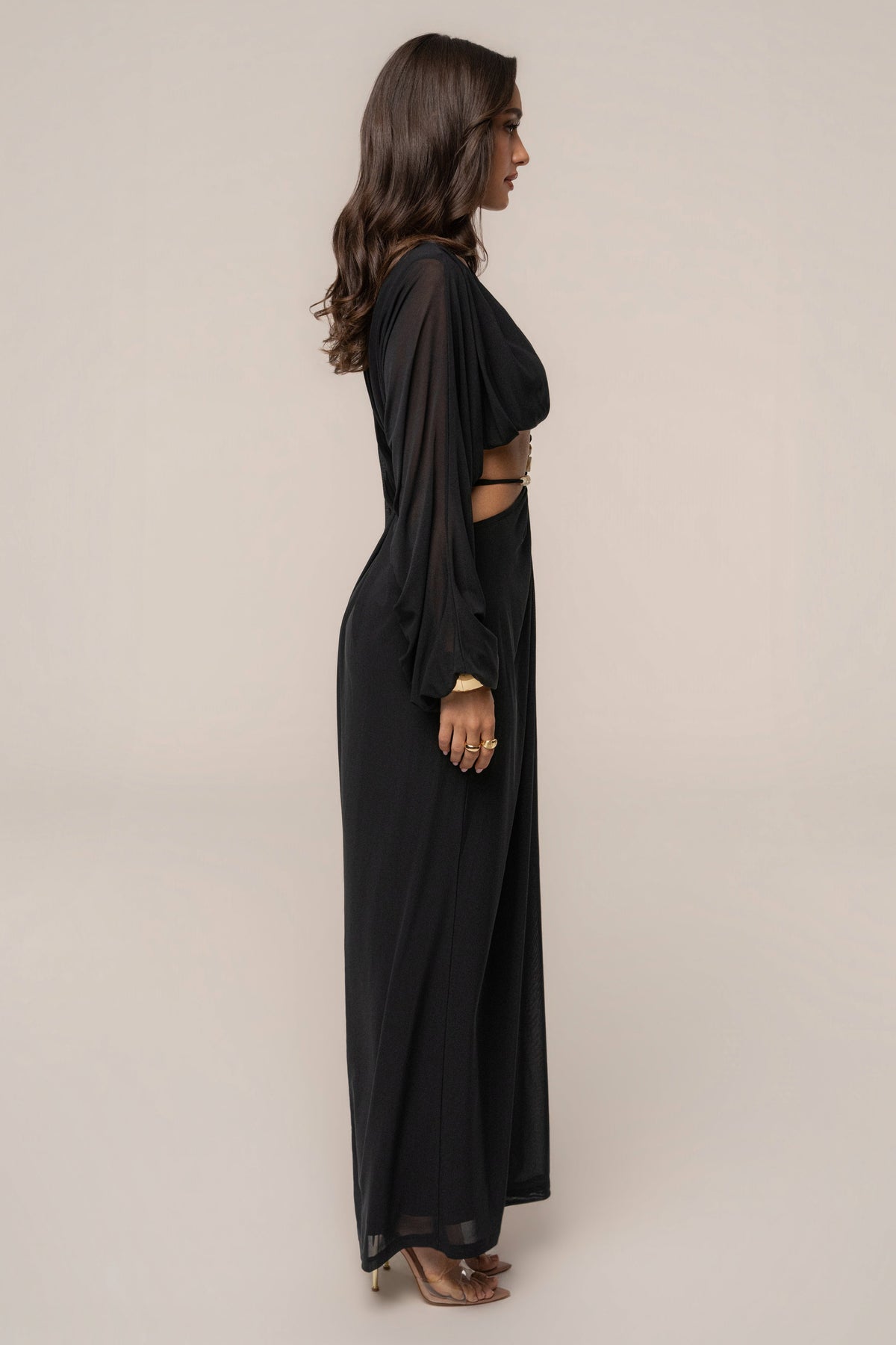 Black Hera Draped Maxi Skirt
