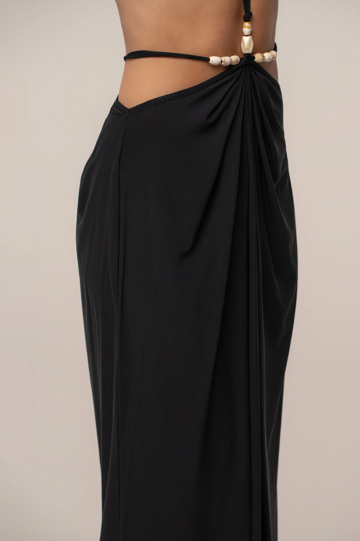 Black Hera Draped Maxi Skirt