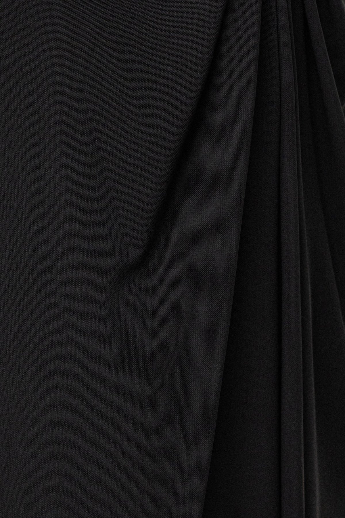 Black Hera Draped Maxi Skirt