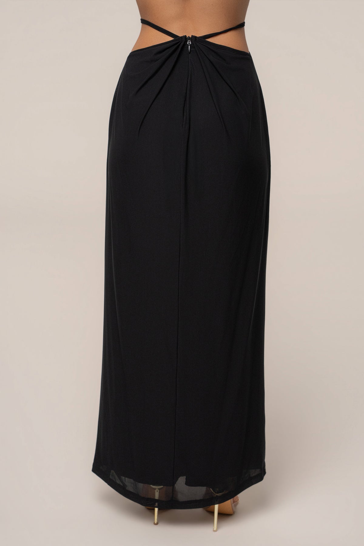 Black Hera Draped Maxi Skirt