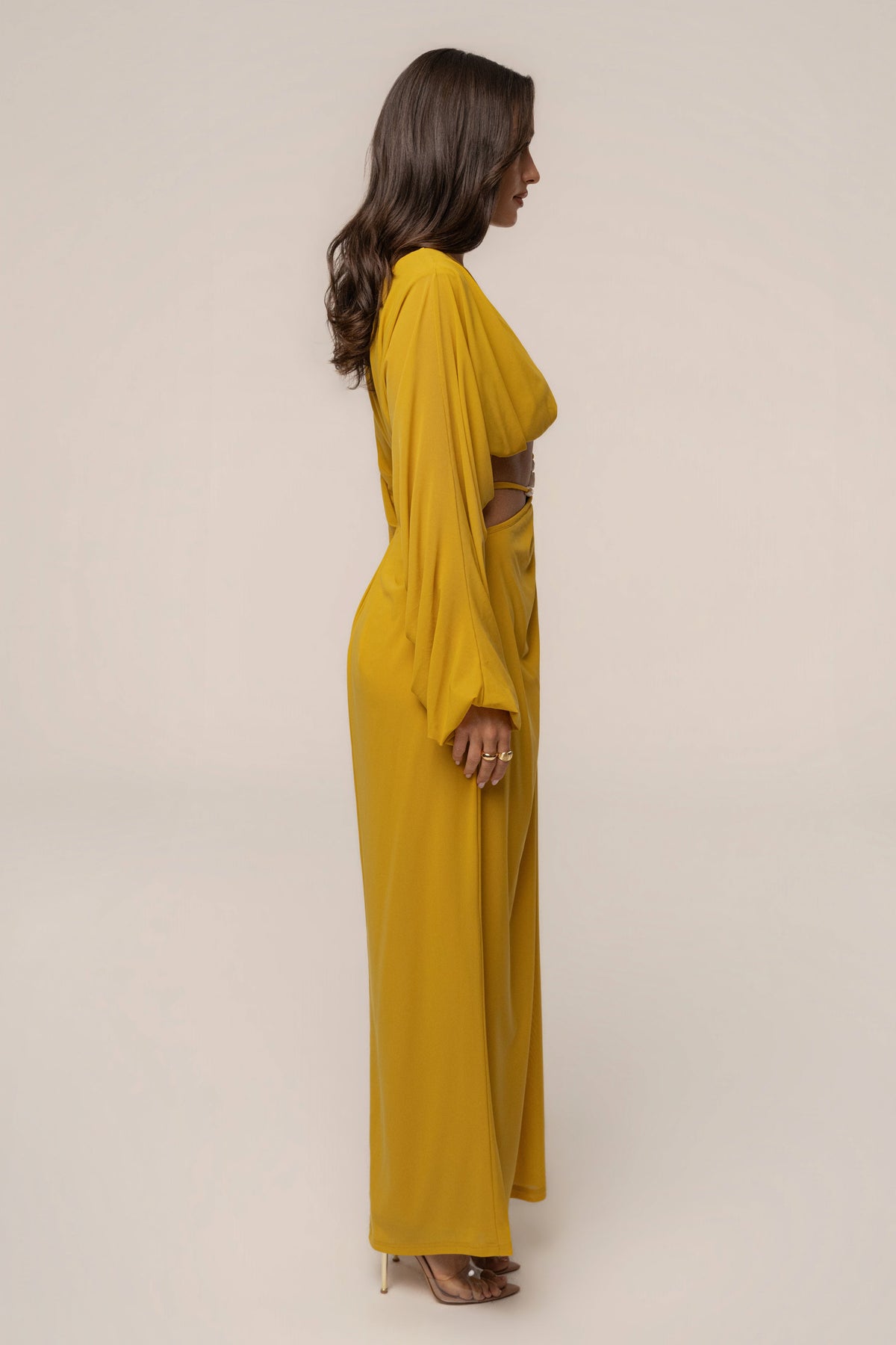 Mustard Hera Draped Maxi Skirt