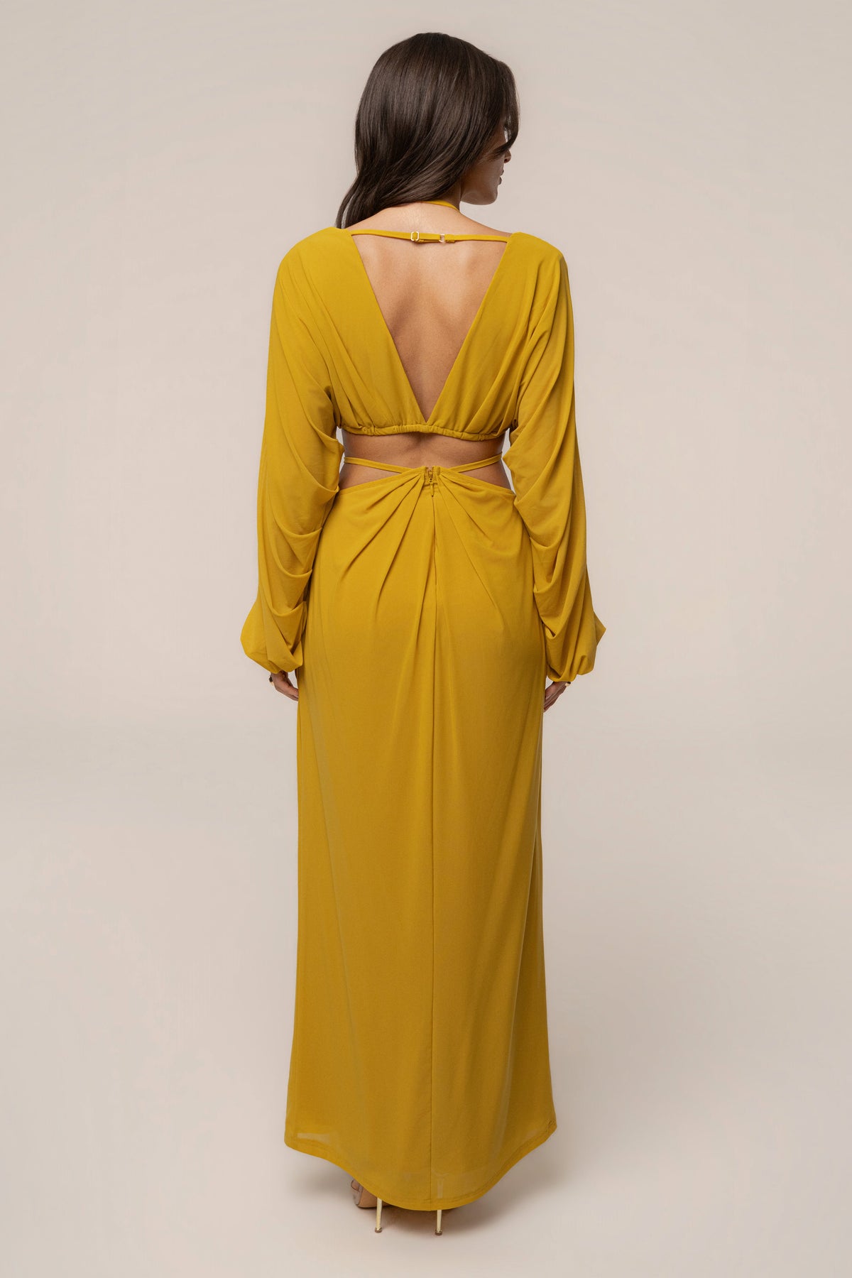 Mustard Hera Draped Maxi Skirt