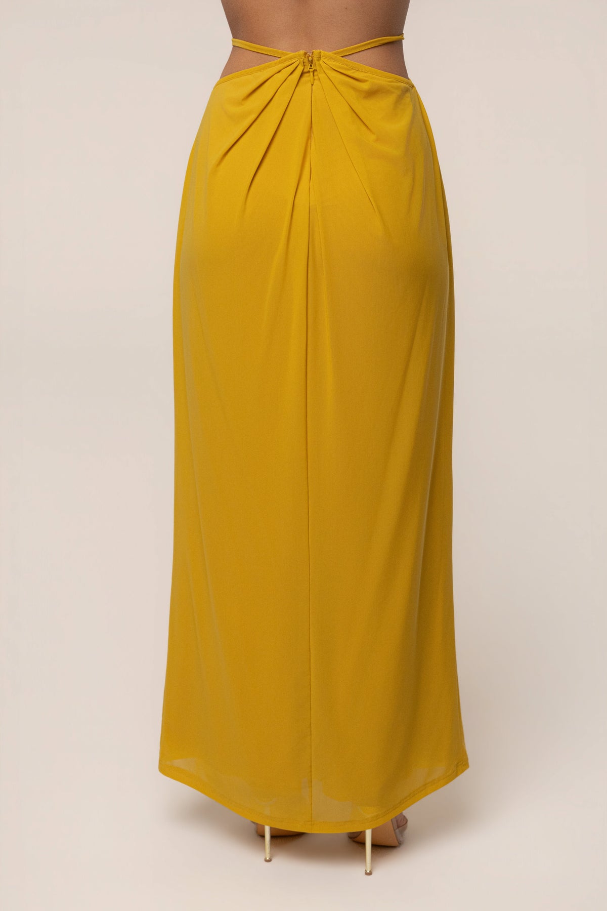 Mustard Hera Draped Maxi Skirt