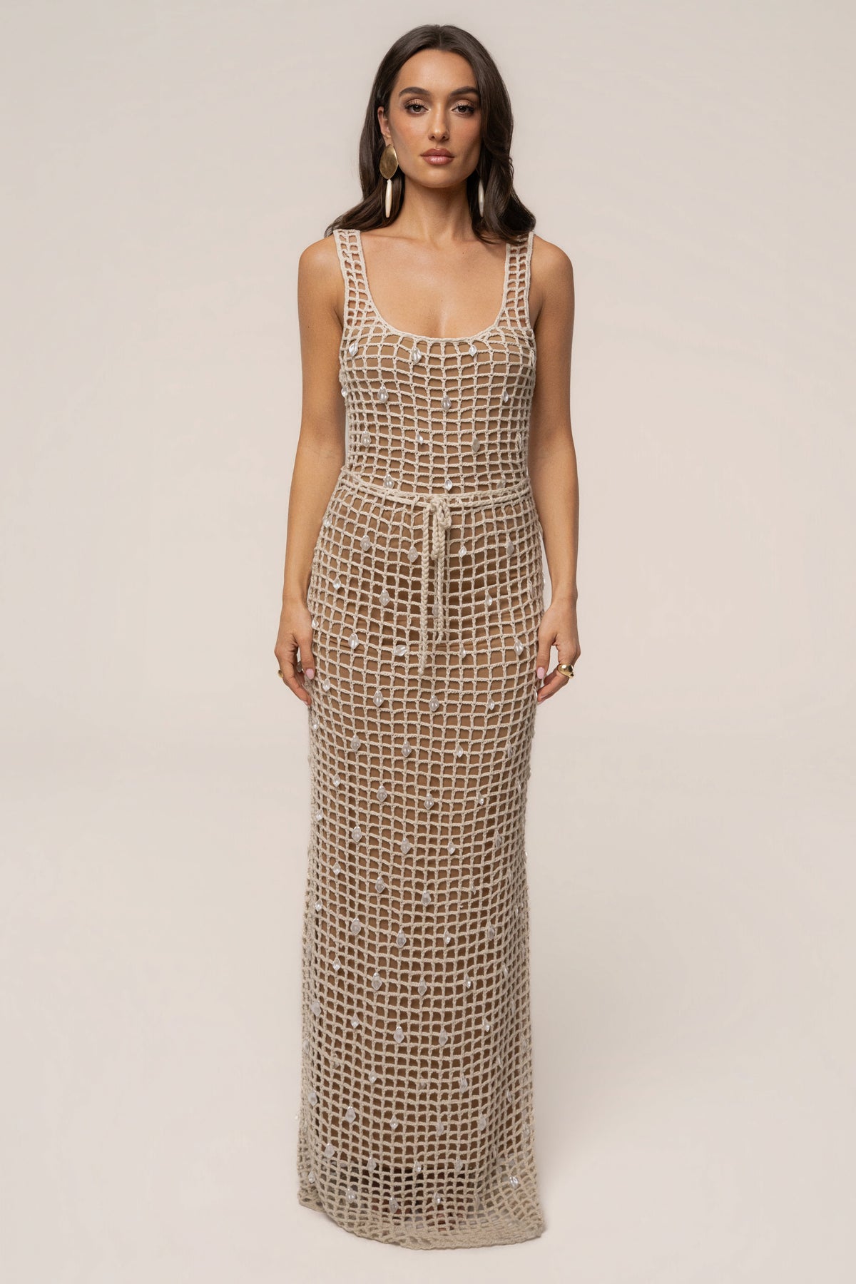 Ecru Pearl Shore Crochet Skirt