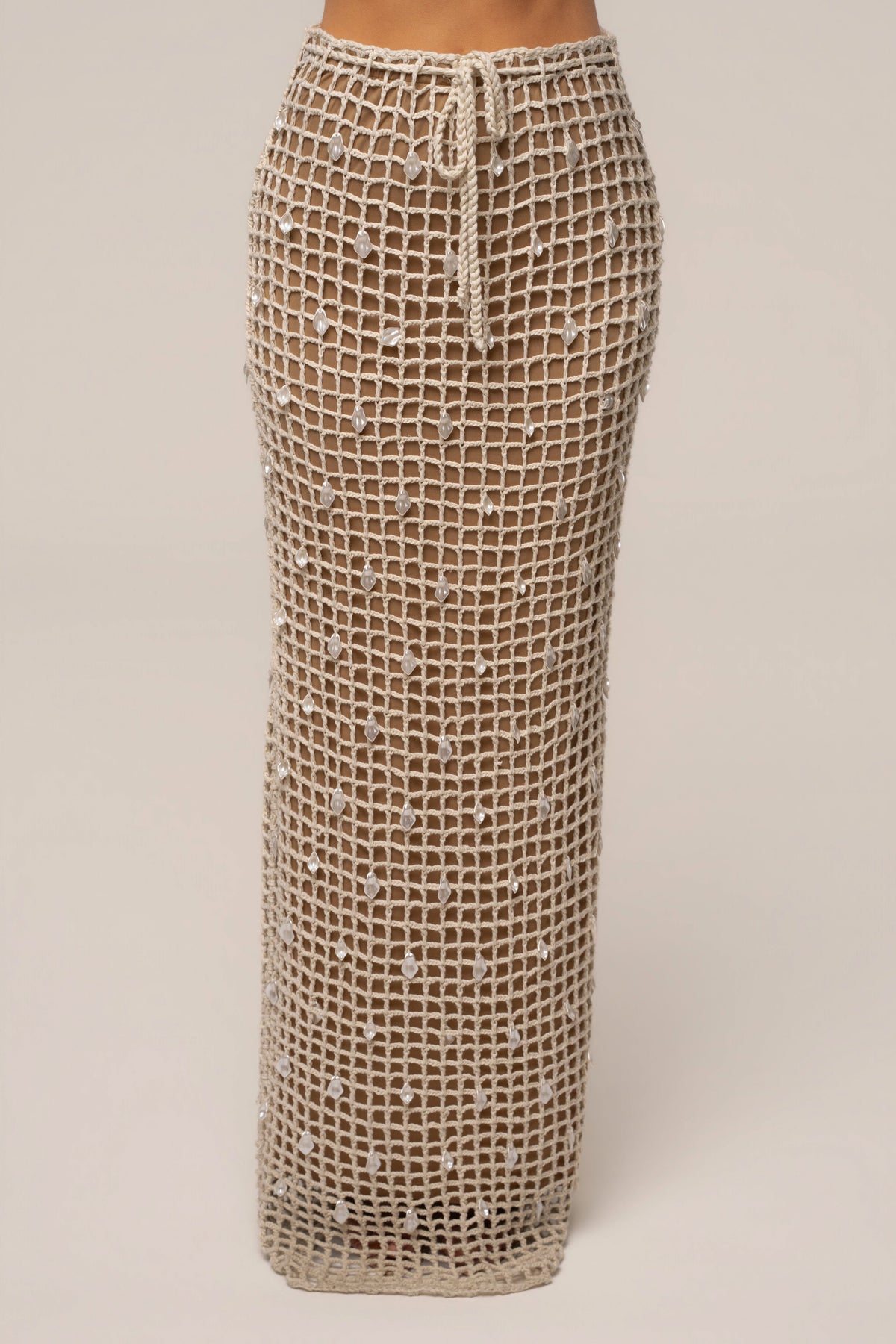 Ecru Pearl Shore Crochet Skirt
