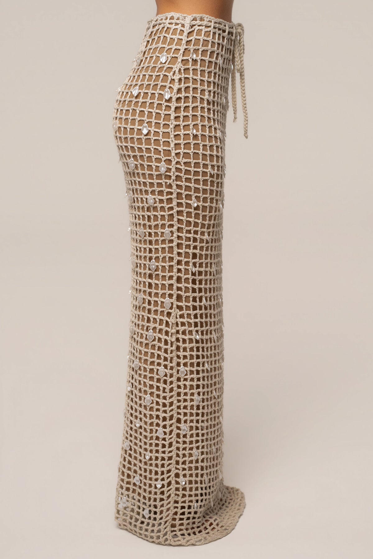 Ecru Pearl Shore Crochet Skirt